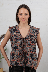 Layla Top in Karen Ajrakh, block-printed handwoven cotton — Thuli